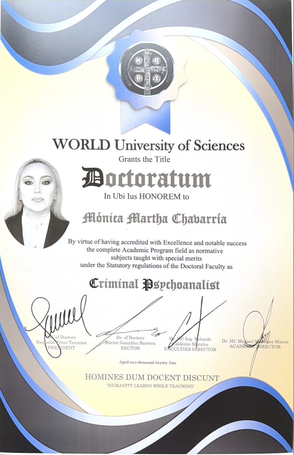 Doctoratum Honorífico — Criminal Psychoanalyst